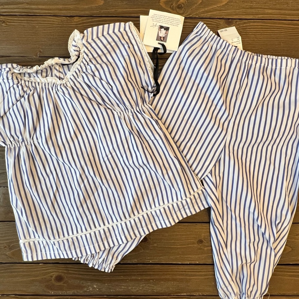Blue and White Striped Kids Bottoms